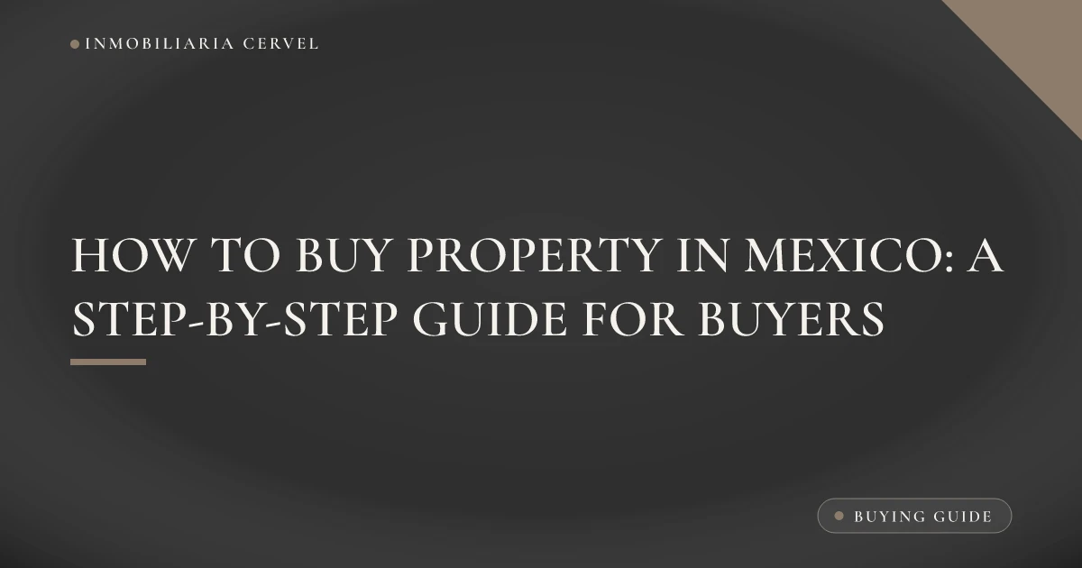Illustration of the step-by-step process of buying property in Mexico, from the signed agreement to receiving the keys